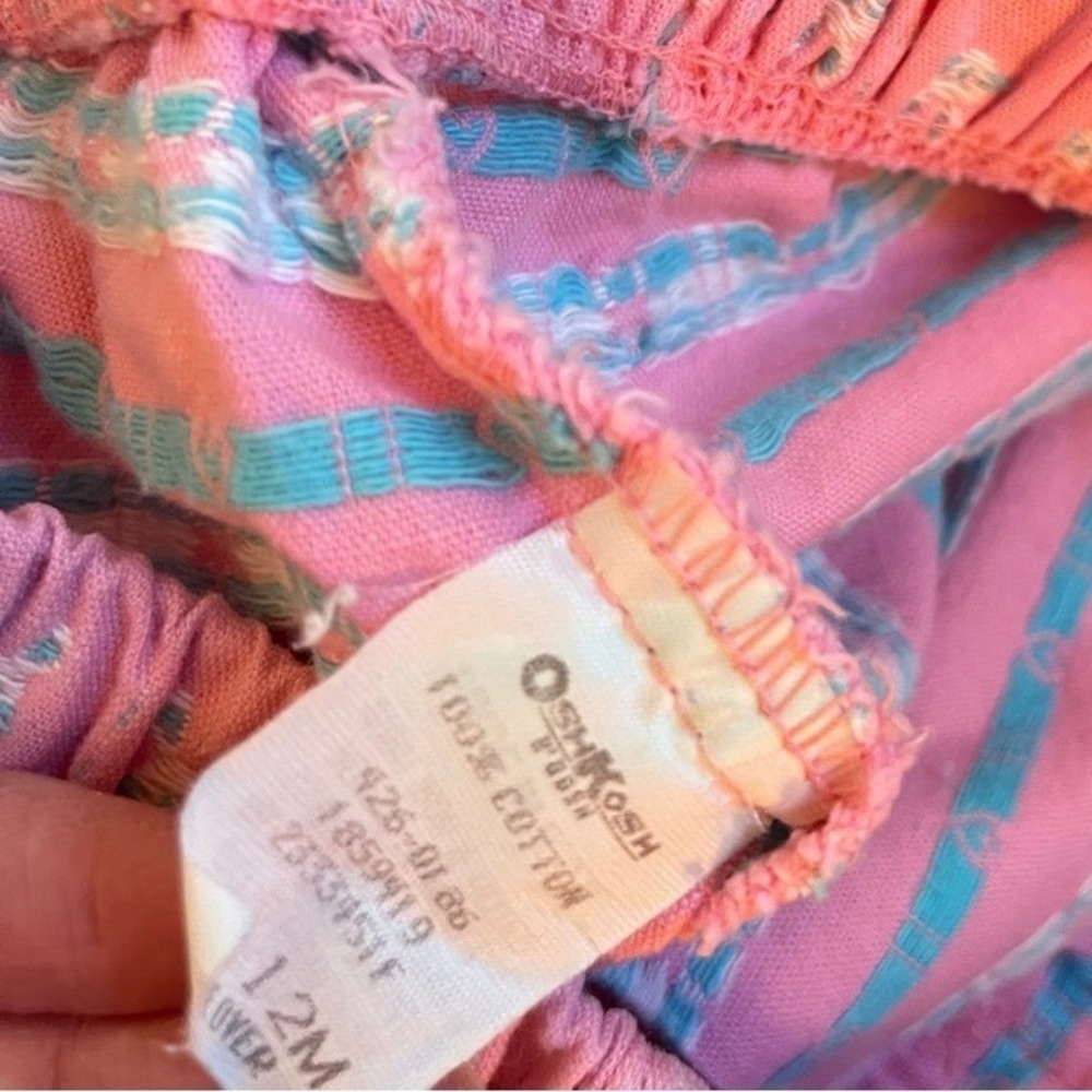 OshKosh Bgosh Vintage Pink Bunny Heart Print Pants 12M Baby Girl 100% Cotton - Picture 6 of 8
